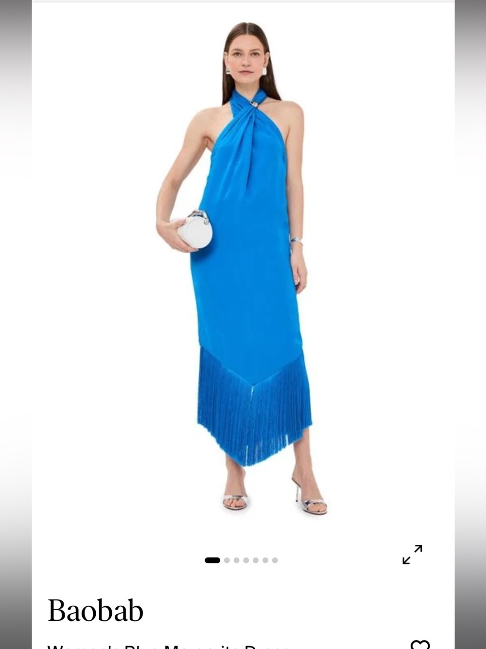 Baobab Collection Bright Blue High-Low Fringe Halter Skirt